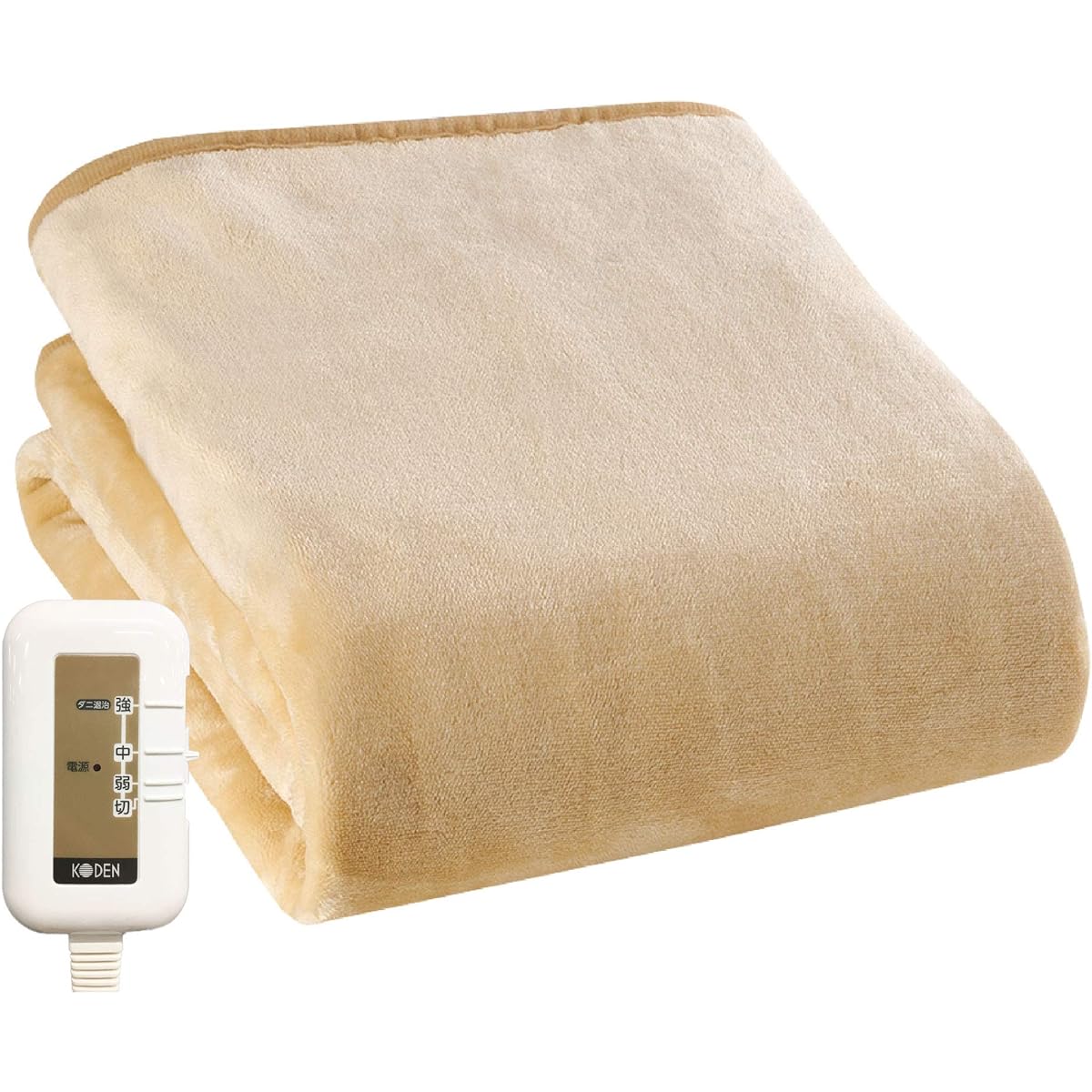 KODEN Electric Blanket, Beige, Prevents Dust Mites, 140 x 80 cm, Flannel, Large Heating Range, Kills Dust Mites, Washable, Energy Saving, Slide Temperature Adjustment, CCA554CD