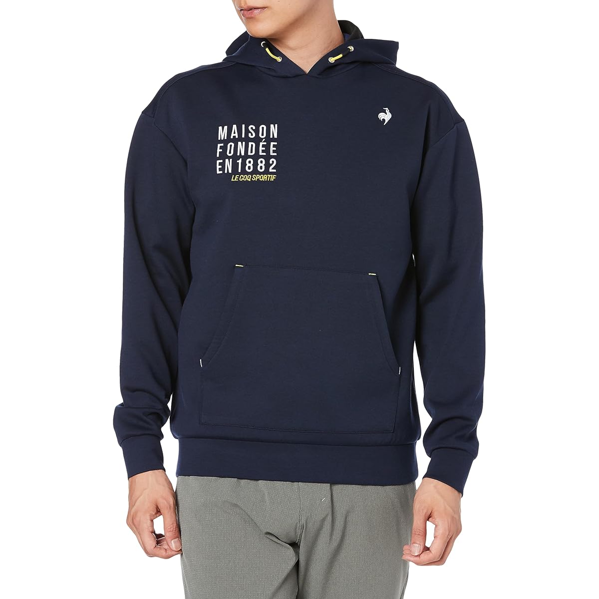 [Le Coq Sportif Golf] Cut and Sew Hoodie Parka Cardboard Knit Stretch Sweat Absorbent Golf QGMWJL54 Men's