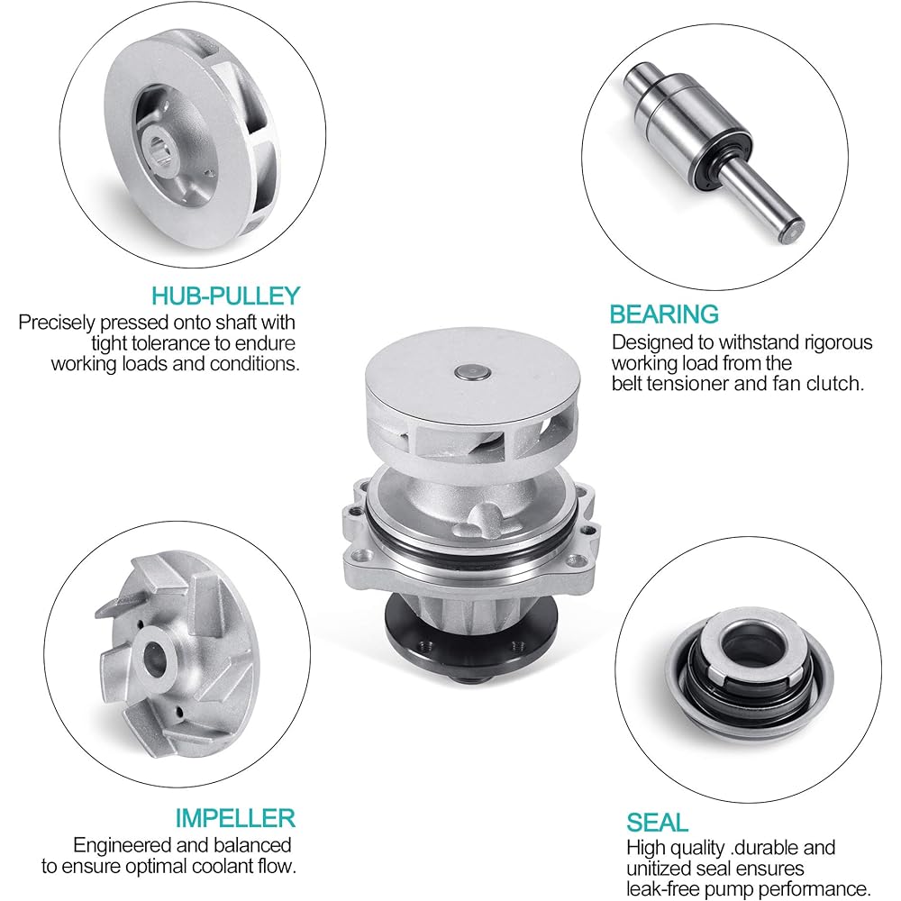 AULINK AW9261 Water pump 252-284 Kit with gasket BMW 320i 323i 325CI 325IS 325IS 328CI 328i 328i 328i 328i 330XI 528i 530I 530i 530i M3 X3 X5 Z5 Z. 3 Z4, 2.0L 2.5L 3.0L L6 engine