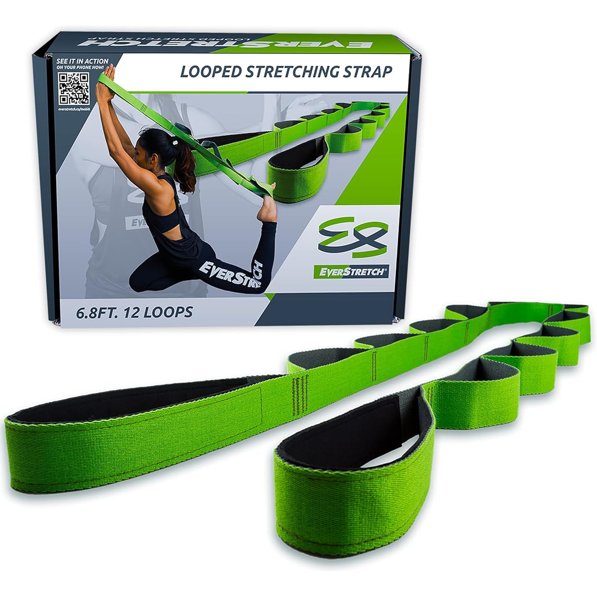 EverStretch Stretch Straps with Loops and Ebook | Non-Stretch Yoga Straps for Stretching with Loops | Premium Stretch Bands for Physical Therapy Equipment | Stretch Bands for Exercise Straps
