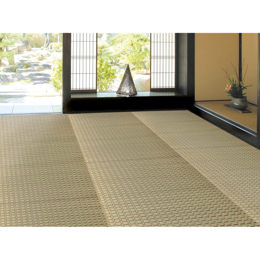 Hagiwara Igusa Brown Edoma 4.5 tatami (approx. 261X261cm) Igusa Domestic Pattern Overlay Hanagoza Carpet "Sangetsu" 81931445