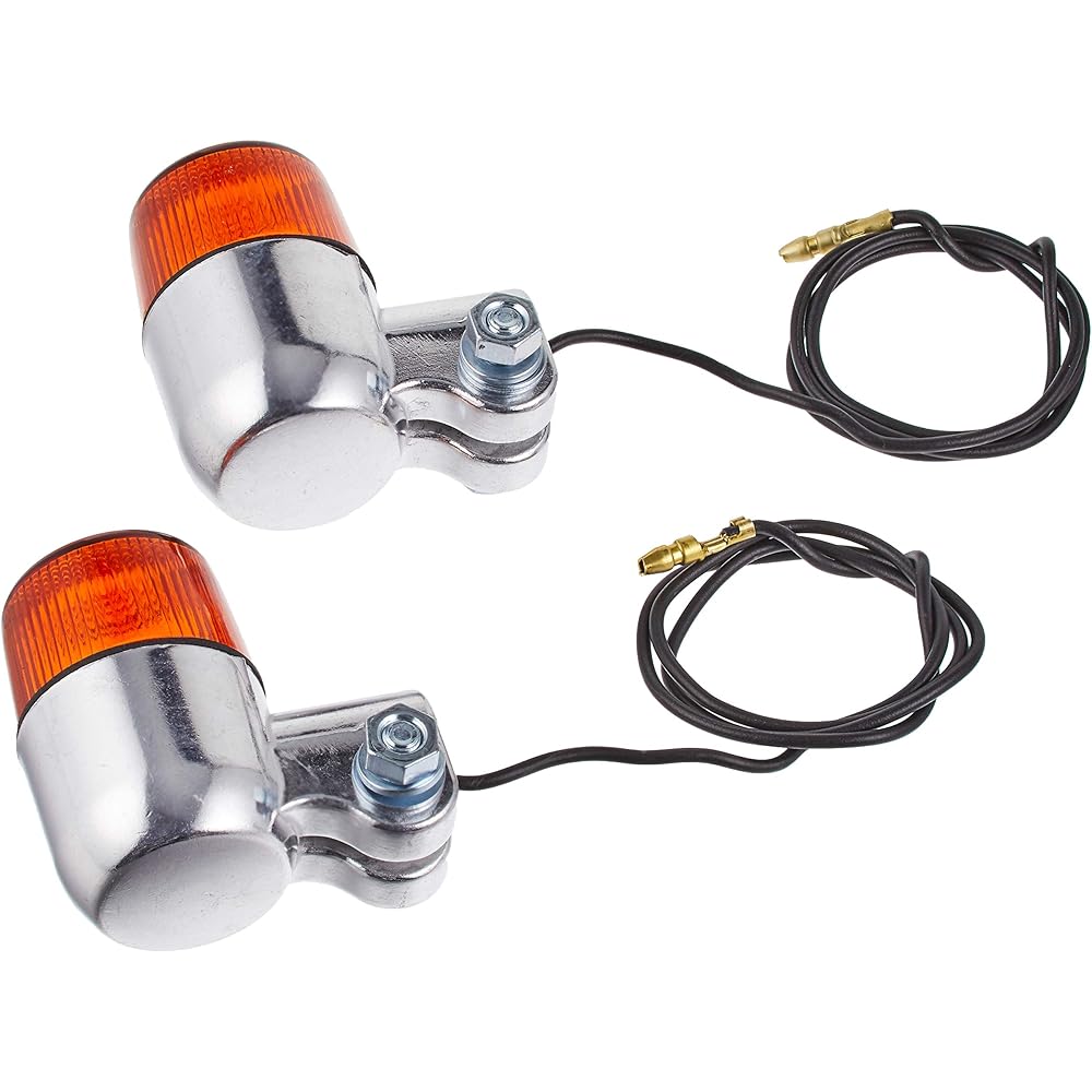 Kijima Motorcycle Motorcycle Parts Small Turn Signal Lamp #680 35φx55mm Aluminum Die Cast General Purpose Silver/Amber 2 Pieces 219-5076