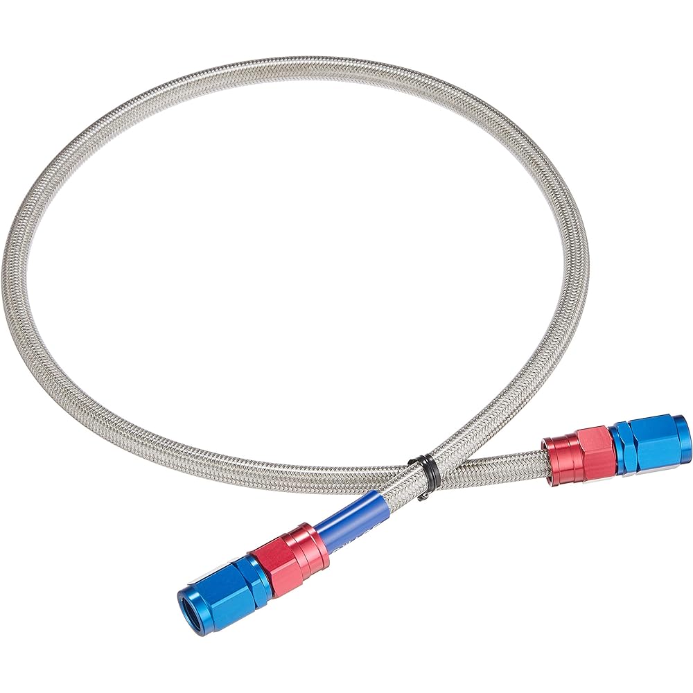 SWAGE LINE Easy Order Brake Hose General Purpose Hose Straight Fitting Aluminum (Red/Blue) Clear Hose 600mm SAK-1010M-0600
