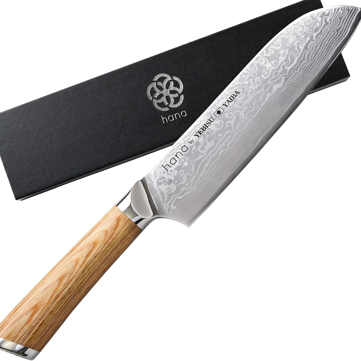 Ebisu blade hana Santoku knife 180mm VG-10 Damascus