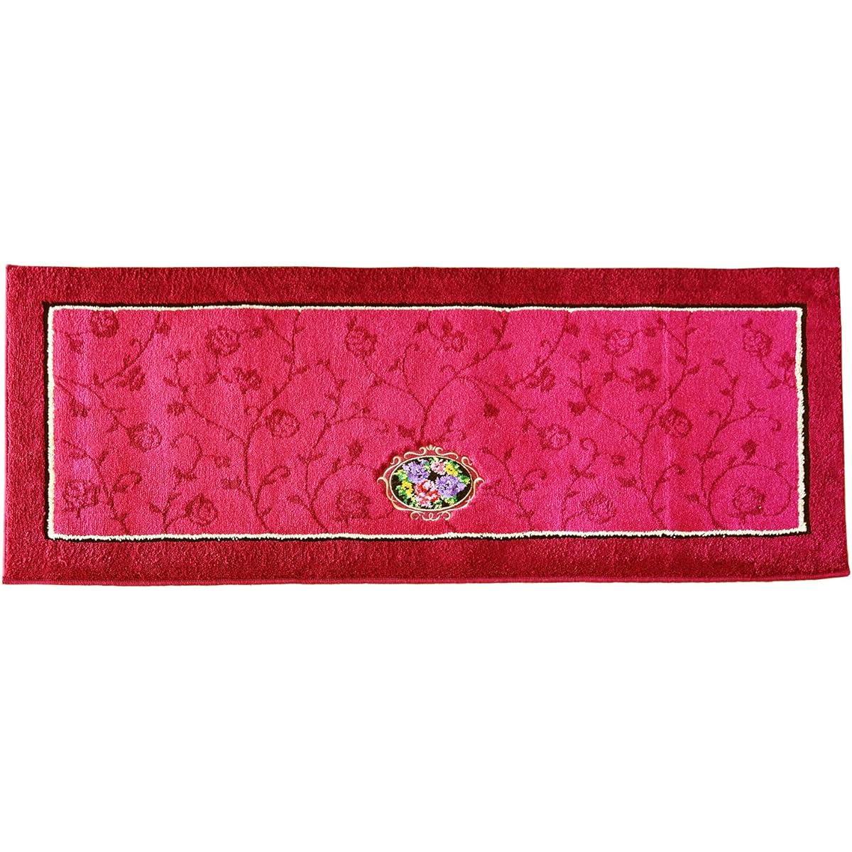 OKA Chenille Rose Kitchen Mat Approx. 45cm x 120cm Pink (Made in Japan, Suction, Luxury Wilton)