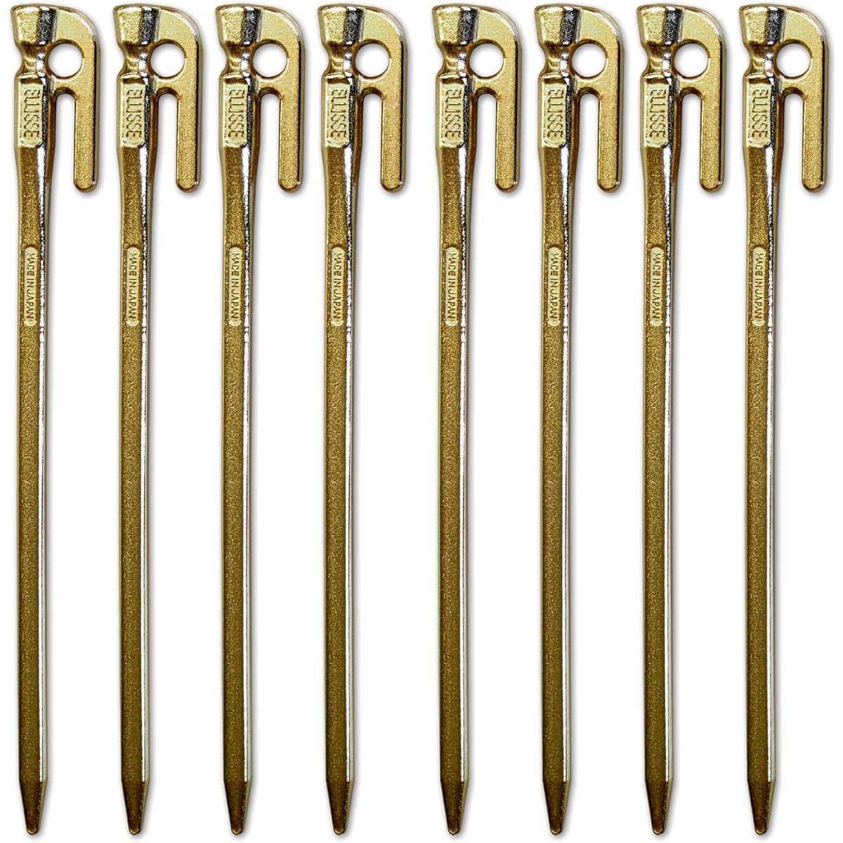 ELLISSE Forged Peg Hardened Elisse Stake Ultimate 28cm Gold MK-280UG MADE IN JAPAN (Set of 8)