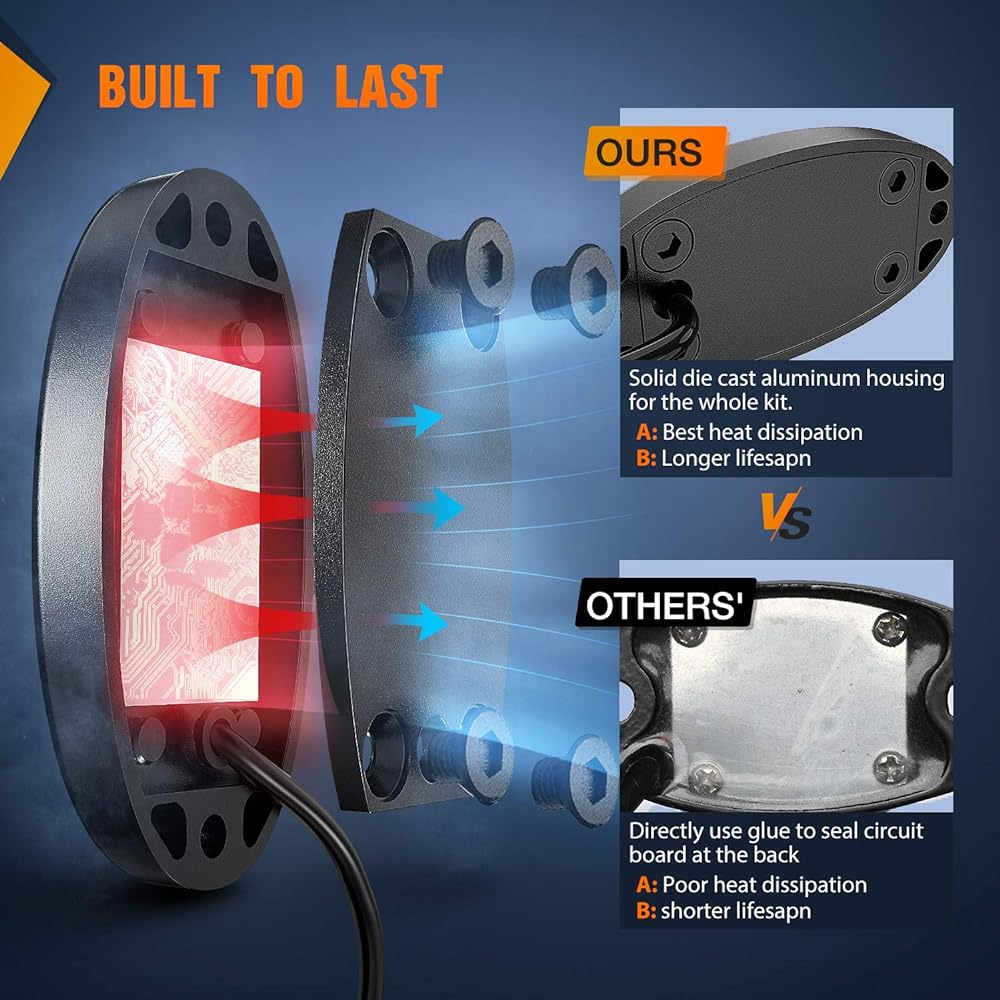 NILIGHT LED lock light 4 pieces Red Light Pod Waterproof Wheel Wellight Light Exterior Interite Interite Car Track Pickup Track ATV UTV UTV SUV For motorcycles