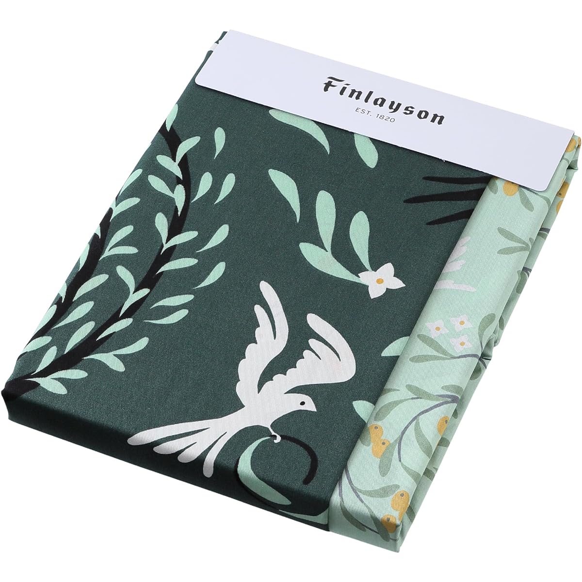 Nishikawa Duvet Cover, Single, Washable, 100% Cotton, Finlayson Vapaus, Easy to Put On and Take Off, Reversible, Green PI03580697
