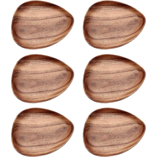 Fujiboeki Medium Plate Egg Shape Tray Acacia B Brown Width 24.8 x Depth 21.5cm Set of 6 70189