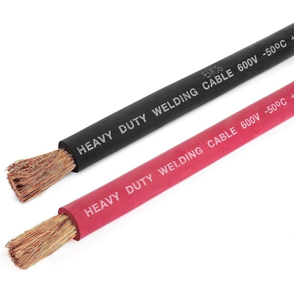2 Gauge Premium Extra Flexible Welding Cable 600 Volt Combo Pack - Black+Red - 10 Feet of Each Color - Made in the USA
