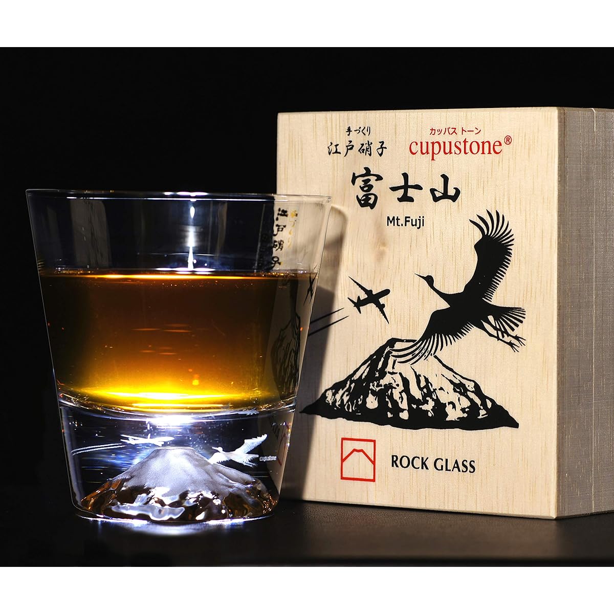 Mt.Fuji glass [3D internal engraving/Patent No. 6083006] Mt.Fuji rock glass Kappa stone Crane and airplane [Tajima Glass x CTI] Made in Japan Celebrations Gifts Anniversaries Entrance celebrations Employment celebrations