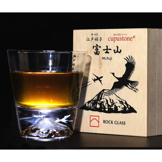 Mt.Fuji glass [3D internal engraving/Patent No. 6083006] Mt.Fuji rock glass Kappa stone Crane and airplane [Tajima Glass x CTI] Made in Japan Celebrations Gifts Anniversaries Entrance celebrations Employment celebrations