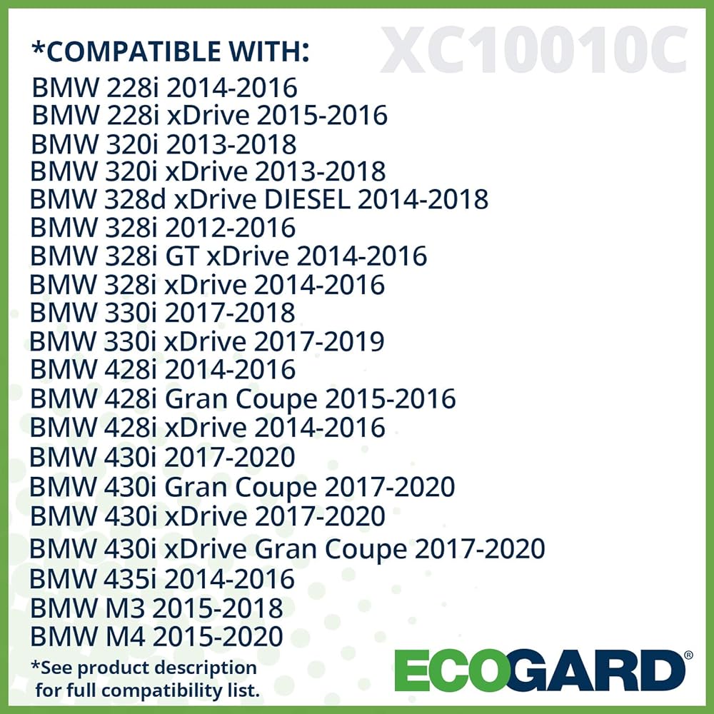 ECOGARD XC10010C Premium Cabin air filter activated carbon-consoner BMW 328i 2012-2016, 328i XDRIVE 2014-2016, 320i 2013-2018, 320i XDRIVE 2013-2018, 428i 4-2014-2014-2014- 2014-2014-2014-2014-2014-2014-206