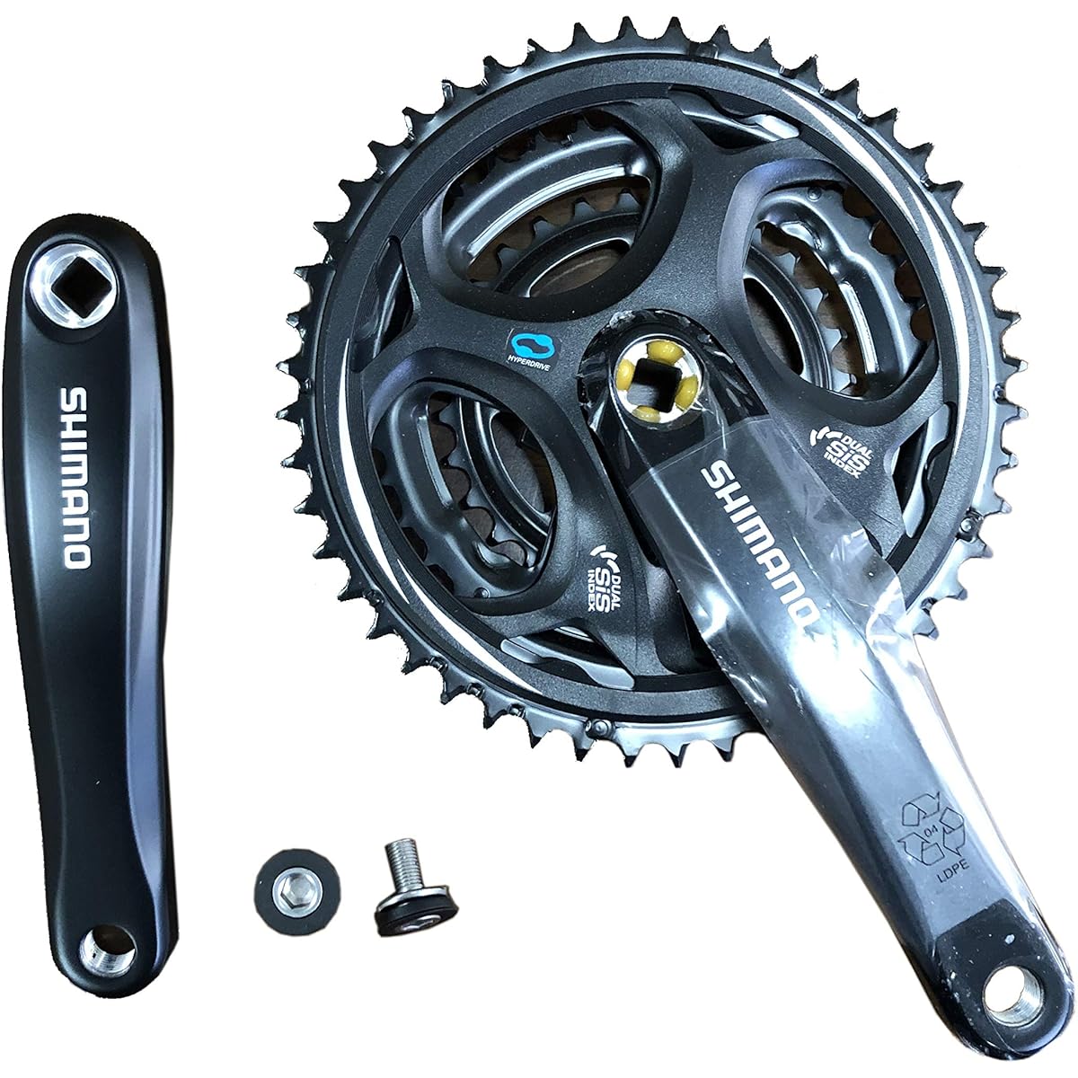 SHIMANO Front Chainwheel (MTB) FC-M311-L 48×38×28T 170mm 8S/7S Black Compatible BB Square Shaft 122.5mm (LL123) EFCM311C888XL ALTUS