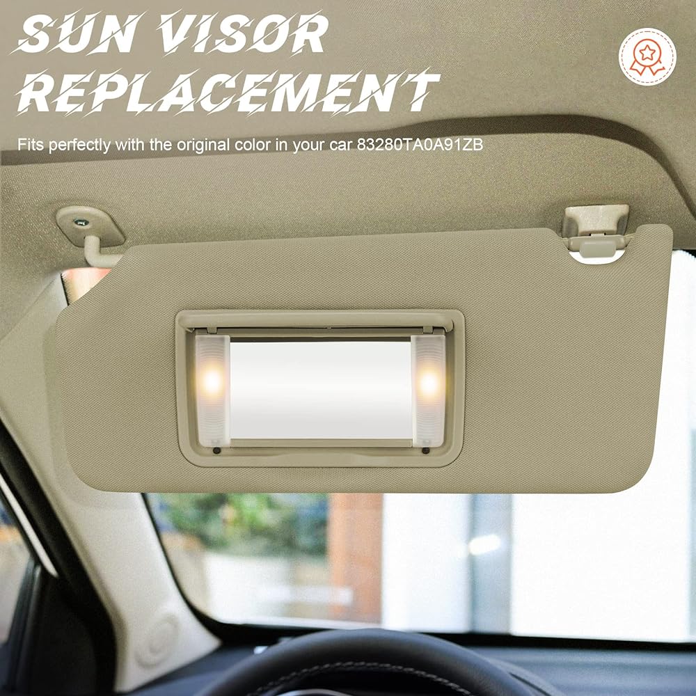 Beige driver's seat left side sun visor replacement 83280TA0A91ZB 2008 2010 2011 2012 for Honda Accord replacement