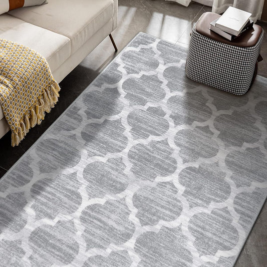 HAOCOO Carpet, Washable, 135 x 185 cm, Scandinavian style rug, Suitable for all seasons, Sorghum pattern, Approx. 1.5 tatami mats, Compatible with hot carpets, Fluffy, Non-slip, Memory foam, Soundproof, Antibacterial, Odor resistant, Living room dining a