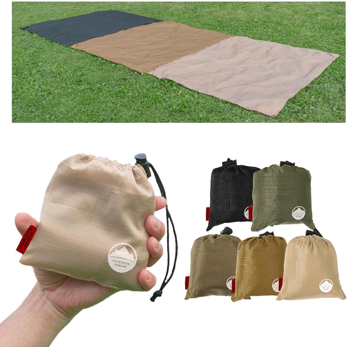 [HORIZON ARROW/Earth Sheet] Leisure Sheet (200cm x 155cm) Freely Connectable Ground Sheet Camping Sheet Tent Sheet Picnic Sheet Foldable Seat Mat Beach Mat Lightweight Waterproof Compact Outdoor Horizon Arrow