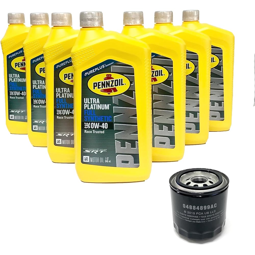 SRT Engine Penzile Ultra Platinum Full Synthetic 0W-40 Oil 7 Quart Oil Filter