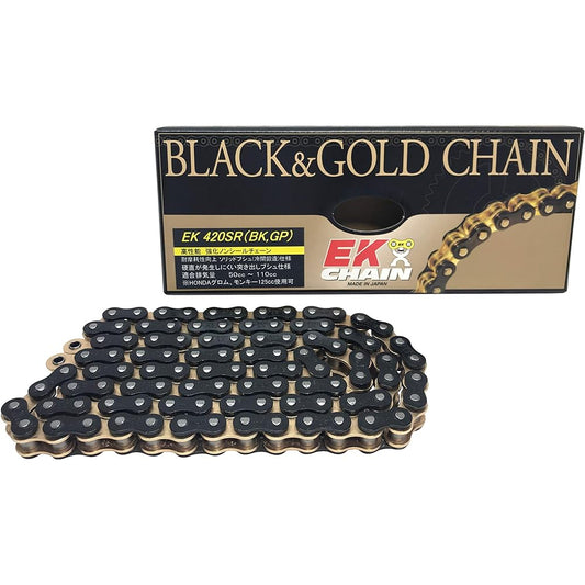 EK Reinforced Non-Seal Chain 420SR Black & Gold 130L [Clip Joint]