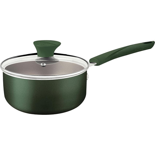 Tramontina One-handed Pot Saucepan Leaf LYF 18cm Aluminum Non-stick Fluorine Coated Glass Lid For Gas Fire Only Lightweight Non-Stick Dishwasher Safe Recycled Resin 28319/218 TRAMONTINA