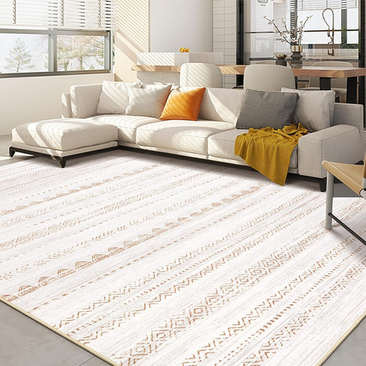 Carpet Rug, 150x200cm, Stylish, Washable Rug, Anti-Slip Backing, Suitable for All Seasons, Dust Mite Resistant, Antibacterial, Odor Resistant, Compatible with Floor Heating (150x200CM, Brown)