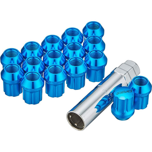 [RAYS] Duralumin Nut Set Gear Type (Short) M12X1.25 BL (Blue) Set of 16 74012000012BL