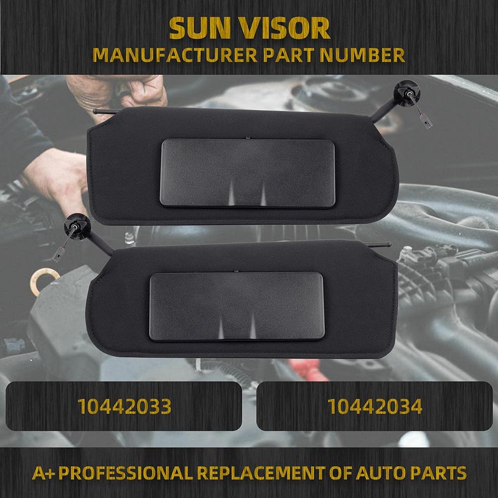 DASBECAN Left Driver & Ujon Site side Sun Visor Chevrolet Colbet C5 1997-2004 San Visor Compatible LED Light with 10442033 10442034