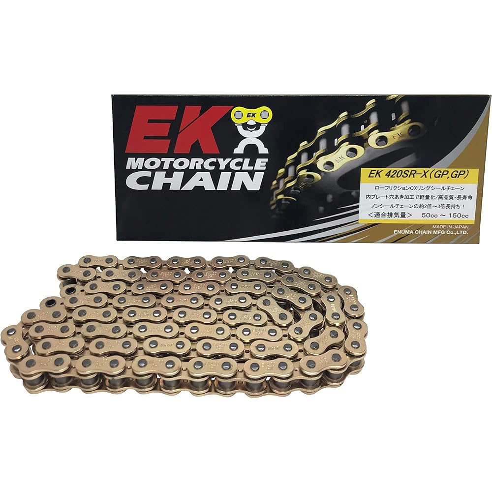 EK QX Ring Seal Chain 420SR-X Gold 106L [Semi-Press Clip Joint] -