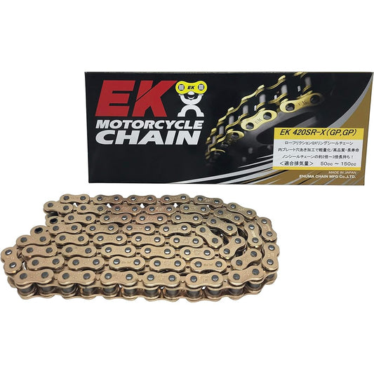 EK QX Ring Seal Chain 420SR-X Gold 106L [Semi-Press Clip Joint] -