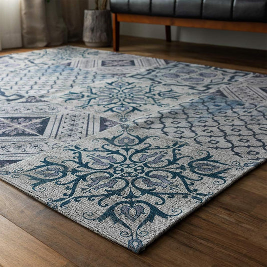 Sayan Sayan Moroccan Tile Rug Gobelin P001 150x200 1.5 Tatami Blue
