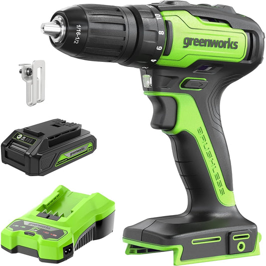 Greenworks 24V Drill Driver/Driver Drill Equipped with High Efficiency Brushless Motor 2Ah USB Battery + Charger Included [Regular Japanese Import Product]