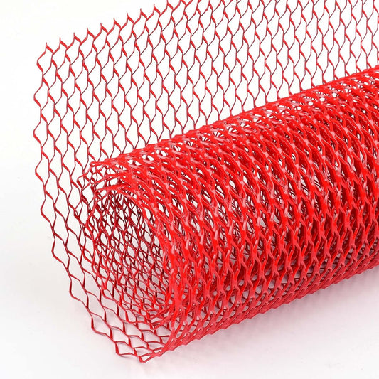AGGAUTO Universal 40 -inch x13 inch car grill mesh -aluminum alloy grilled insert bumper 8x25mm seagull holes 1 100x33cm Red 1 sheet
