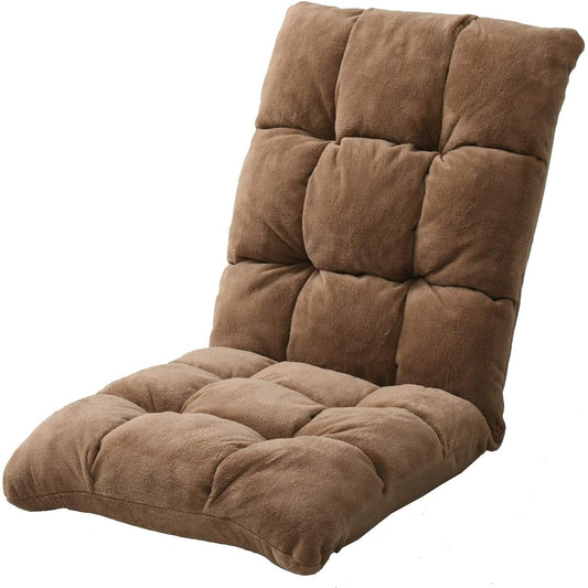 [Yamazen] Compact Chair, Width 42cm, Fluffy Material (Sangomeyer Fabric), Reclining, Foldable, Brown IMZS-42(BR)