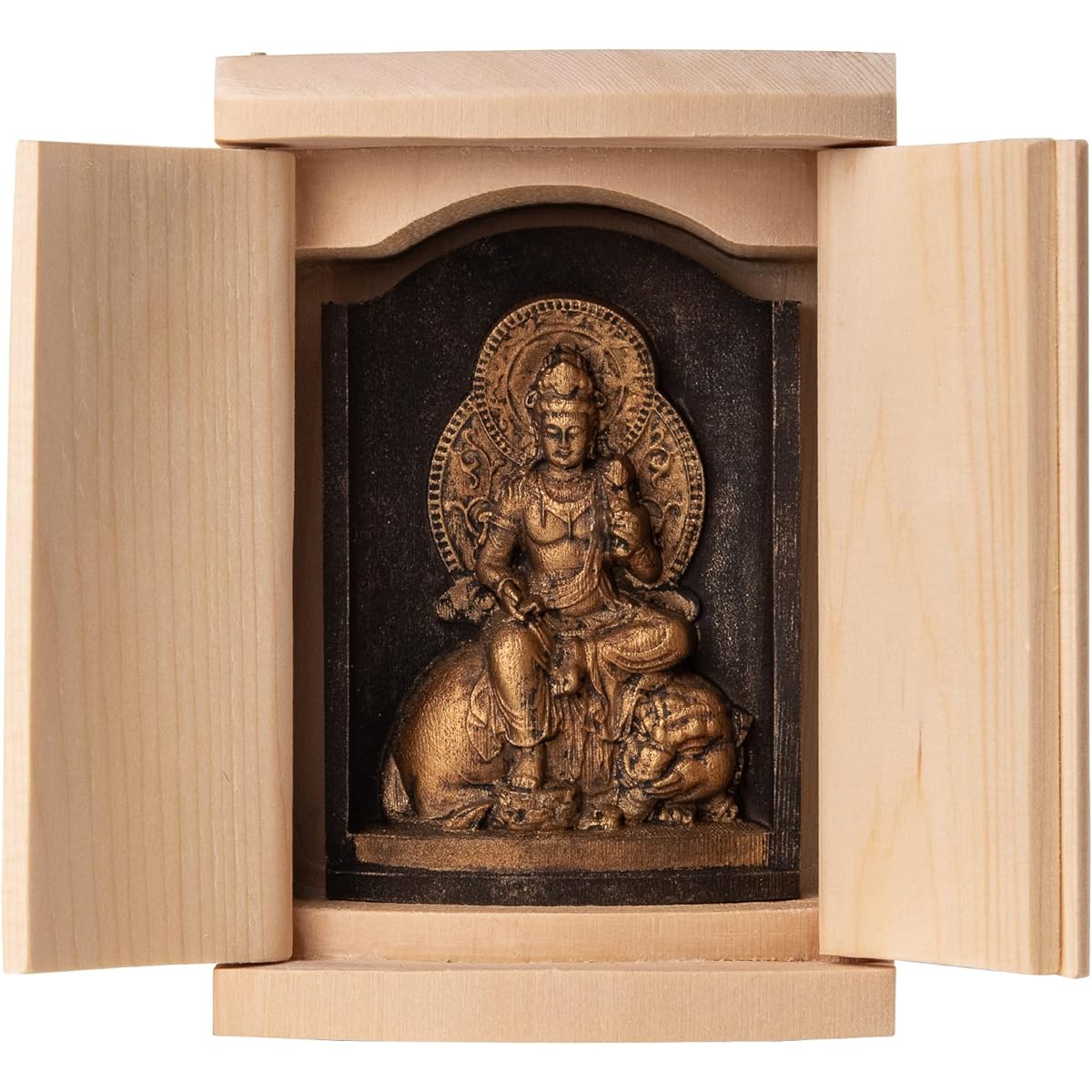 Zeku Fugen Bodhisattva Buddha statue with Zushi (golden antique finish) Mount Jujyoin prayer _ Born in the Year of the Dragon and Snake Zodiac Amulet Principal Image Zodiac (T00254-D