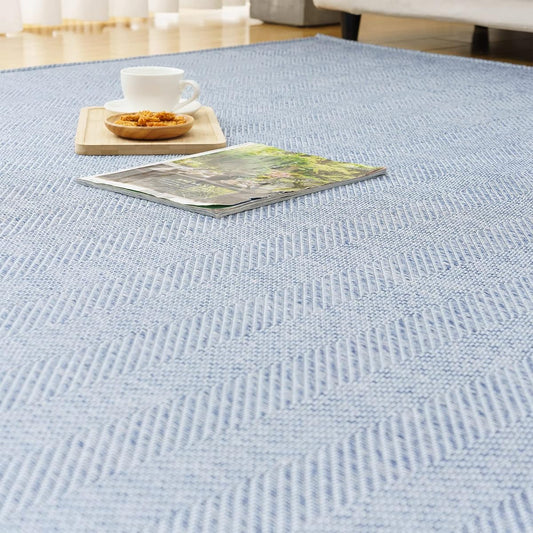 HOMFINE Rug Carpet Rug Mat for Summer 3 Tatami Floor Carpet Flooring Stylish Anti-Slip Suitable for Spring and Summer All Seasons Navy 190*240cm