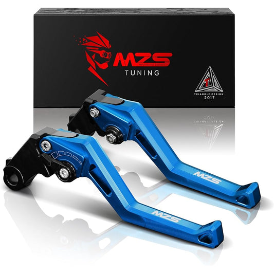 MZS Blue Motorcycle Brake Clutch Levers Short Adjustable GSXR 600 97-03 | GSXR 750 96-03 | GSXR 1000 01-04 | SFV650 09-15 | SV650 16-21 | DL650 11-21 | GSXS7 50 11-21 | GSX250R 18 -20