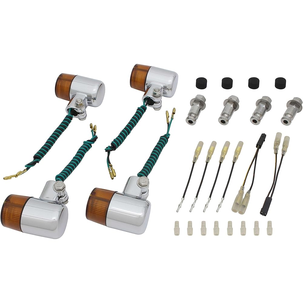 POSH Motorcycle Supplies Turn Signal Classic Bullet Type Car Model Specific Set W650 ('04~) W400 ('04~) Estrella ('07~) Plated Body/Orange Lens 016198-53