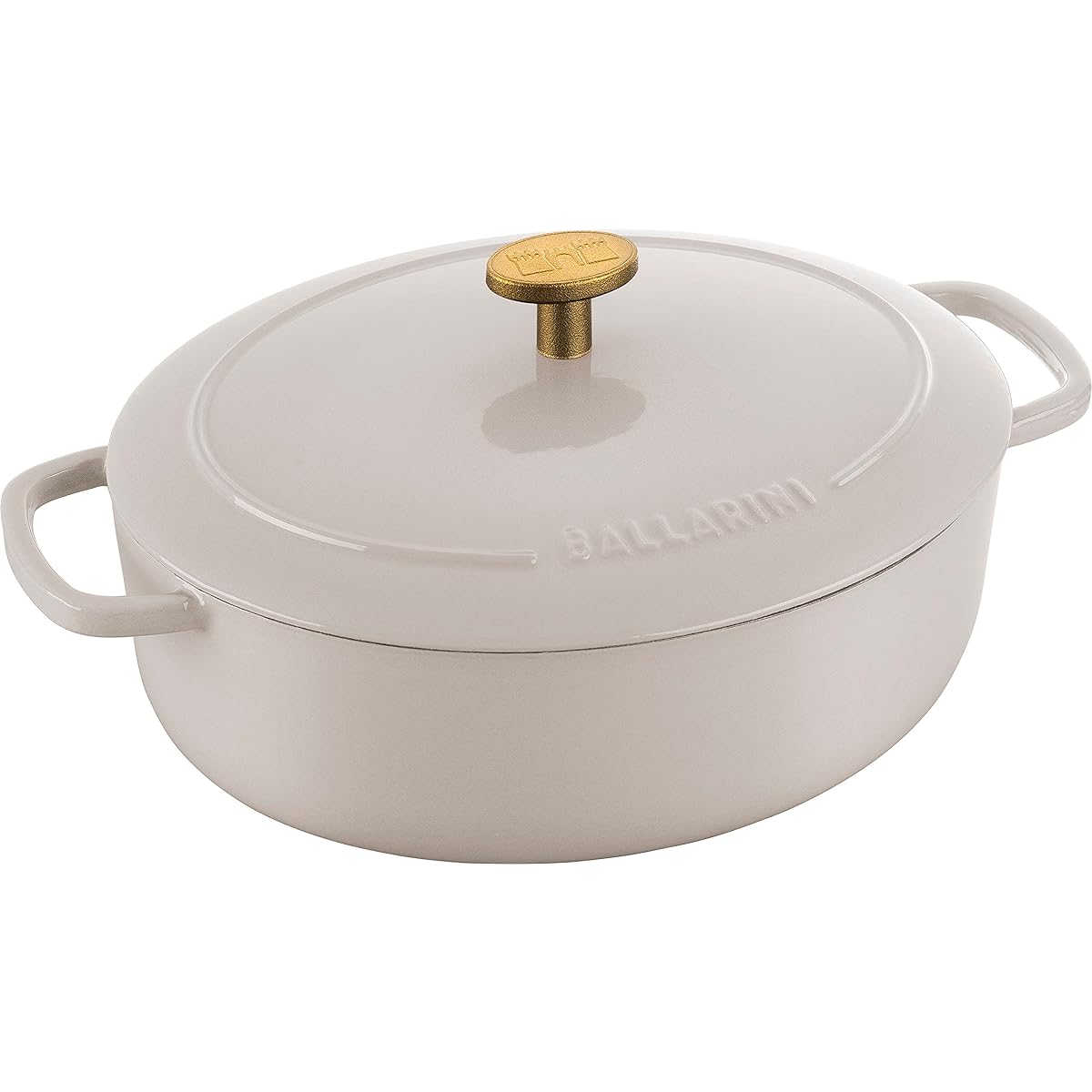 Ballarini "Bellamonte Oval 23cm Cream White" Two-handed pot Cast metal enamel pot IH compatible [Japanese official product] Z1023-635