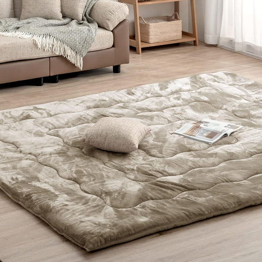 Gen of the chest of drawers rug, high resilience, 1.5 tatami mats, 130 x 185 cm, extra thick 60 mm, soft rug, antibacterial, odor resistant, dust mite resistant, low hole, rectangular, flannel, light beige 65010008 (80553)