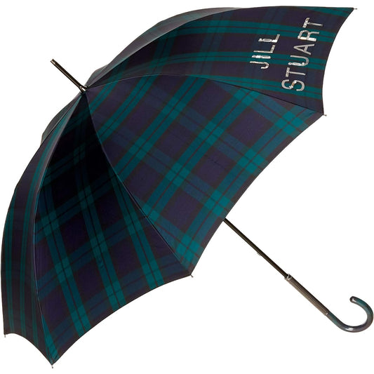 [Jill Stuart] AURORA 1JI 11035-35 Logo Bead Processed Yarn-dyed Checkered Long Umbrella Women's Navy Japan Rib 60cm (FREE Size)