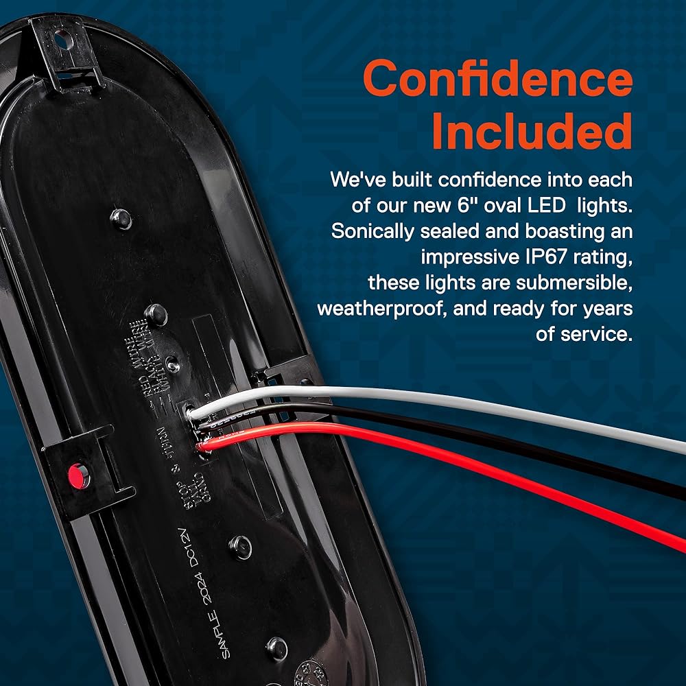 TRUE MODS 6 inch Amber Oval LED Trailer Tail Light [Dot FMVSS 108] [SAE I6P] [surface installation] [IP67 Waterproof] [Park & Winker] Marine Trailer Light Bat Trailer RV Truck for RV Trucks