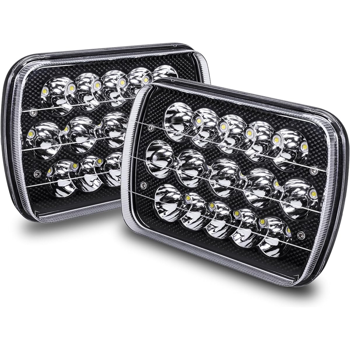 True Mods 7x6 5x7 LED Headlight H6054 H5054 Black [Low/High Sy -India Beam] Jeep Langler YJ Cherokee XJ Pickup Track Ban Chevrolet GMC Ford Toyota Nissan Buick Dodge Premas Chevrolet