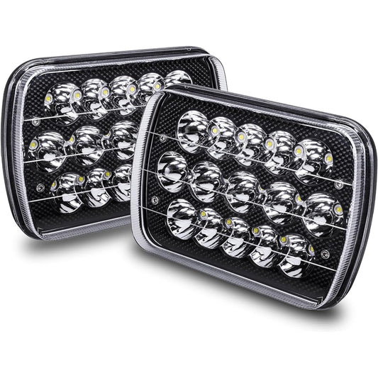 True Mods 7x6 5x7 LED Headlight H6054 H5054 Black [Low/High Sy -India Beam] Jeep Langler YJ Cherokee XJ Pickup Track Ban Chevrolet GMC Ford Toyota Nissan Buick Dodge Premas Chevrolet