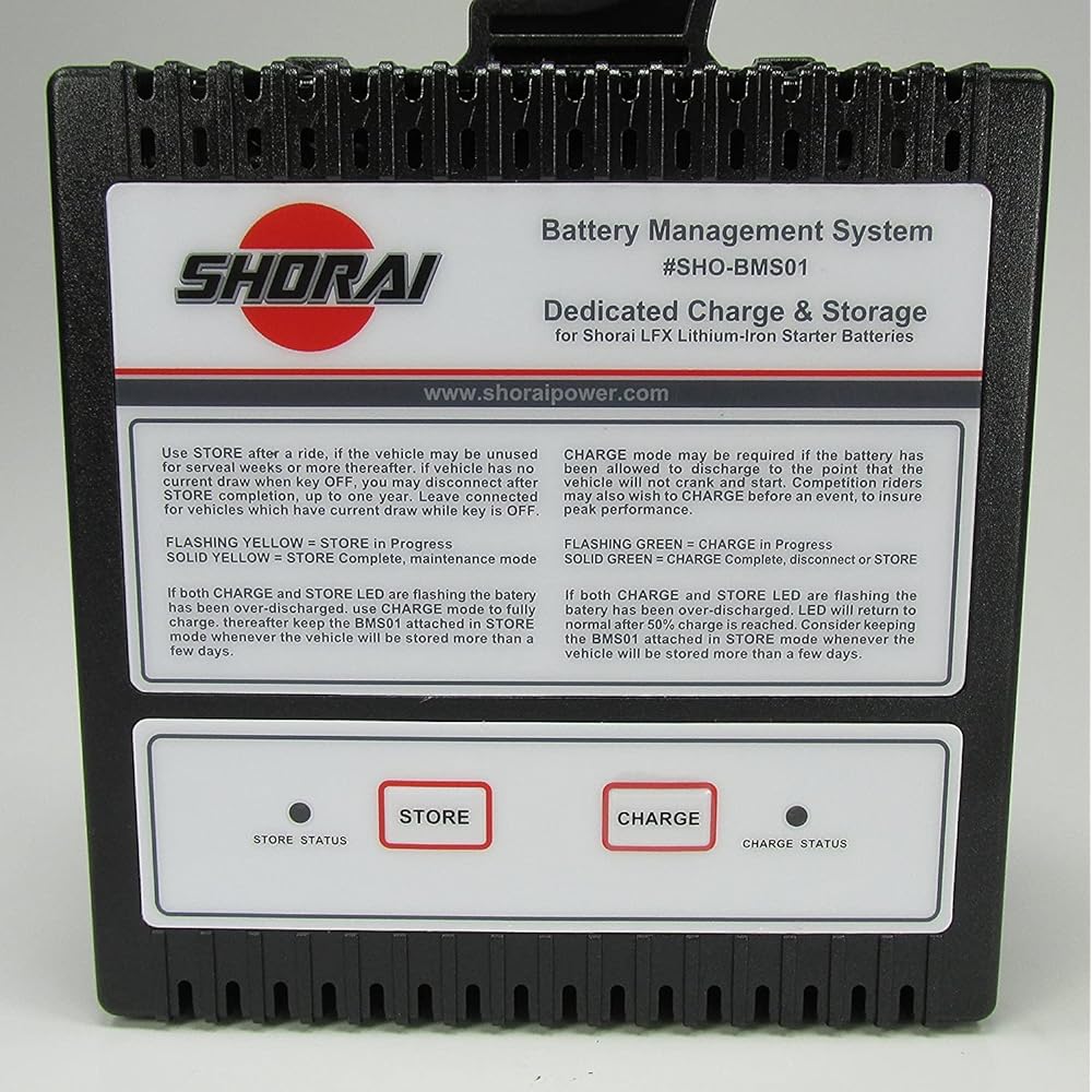 SHORAI SHO-BMS01 LFX lithium iron battery charging & store battery management system BMS-2 AMP charging rate-Works with shorai LFX lithium battery --Maintainer Tender charger