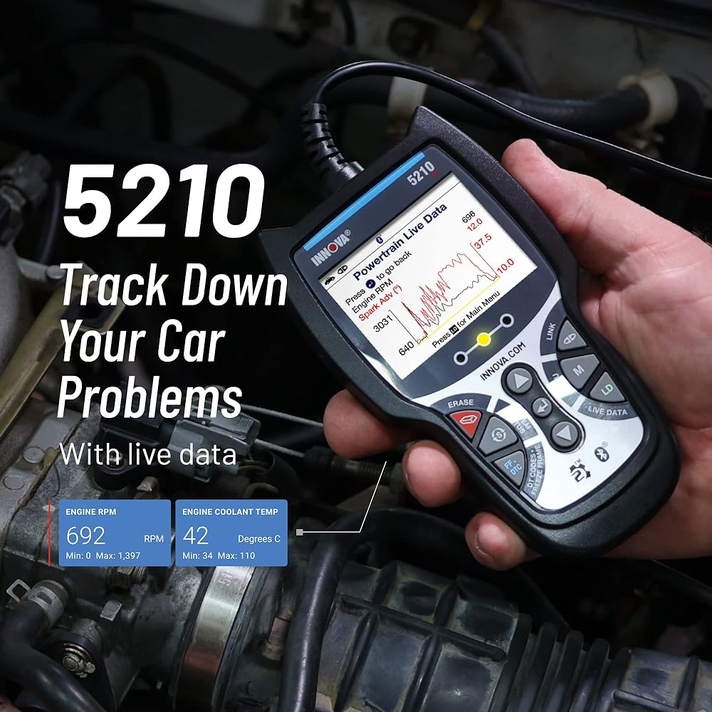 INNOVA 5210 OBD2 Diagnosis Code Scanner Read/Elyser Live Data View Battery/Charging System Test