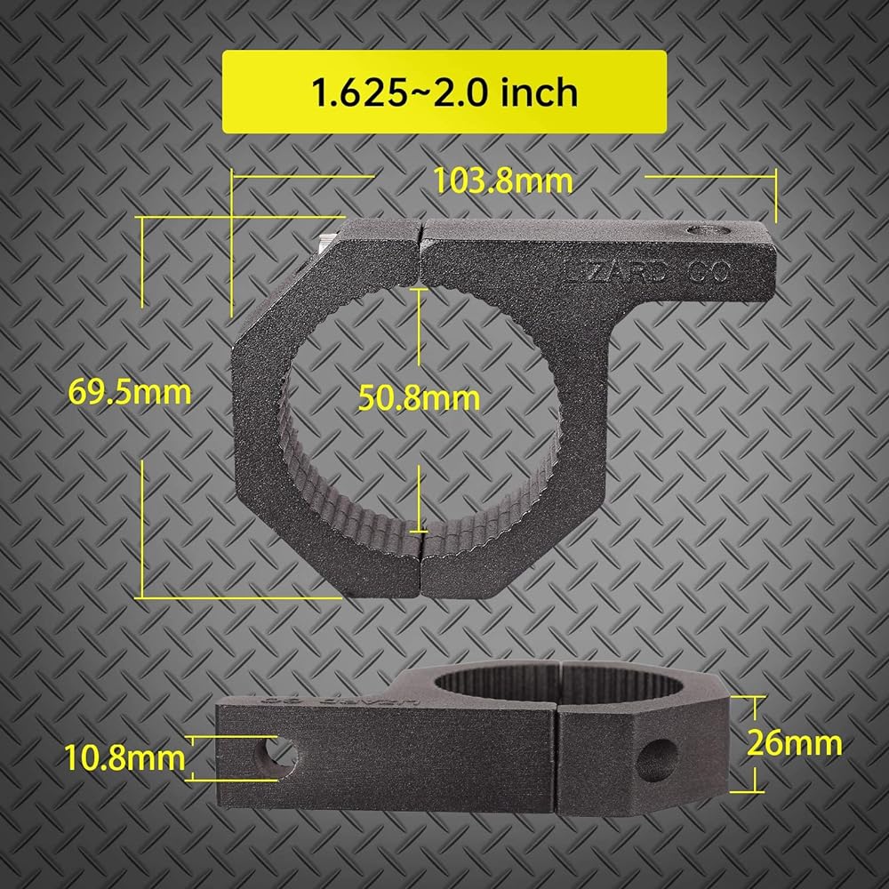 LIZARD GO Roll Bar Clamp -2 Pack Clamp tuning 1.6 inches to 2 inch mount brackets compatible diameter bar (1.625 ~ 2 inch clamps)