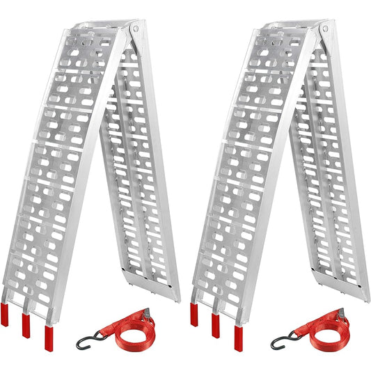 Smartxchoices 7.5ft Folding Truck Ramp Aluminum 2pcs 1500lb Capacity Trailer Load Ramp with Strap for ATV UTV Motorcycle Snow Blower Lawn Mower Pickup