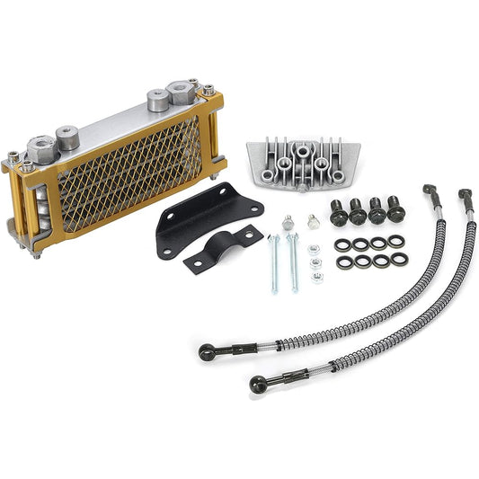 [moriyoshi] Honda Monkey Gorilla Oil Cooler Kit 4 Tier Type Cooling Radiator Cub Dax Shary Buggy Motorcycle Parts Universal (Gold)