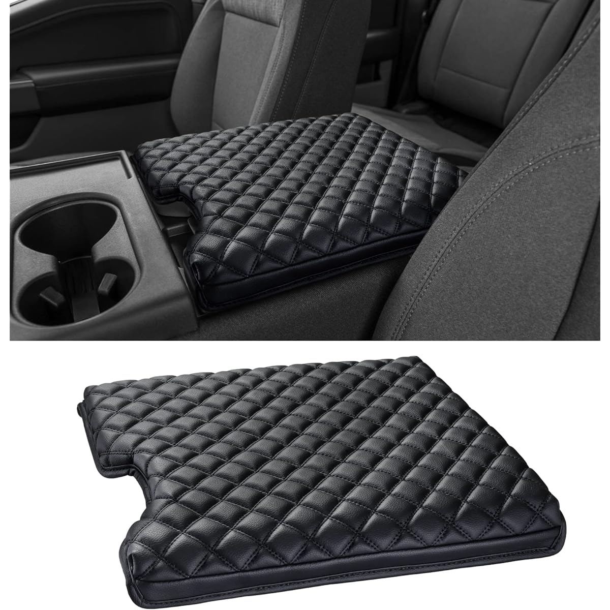 SINVANHO thick center console armrest cover FORD F150 F350 F350 F450 2015-2022 accessories PU leather middle console protective cover protective cover armrest box lid cushion 40/20/40 Jump seat only