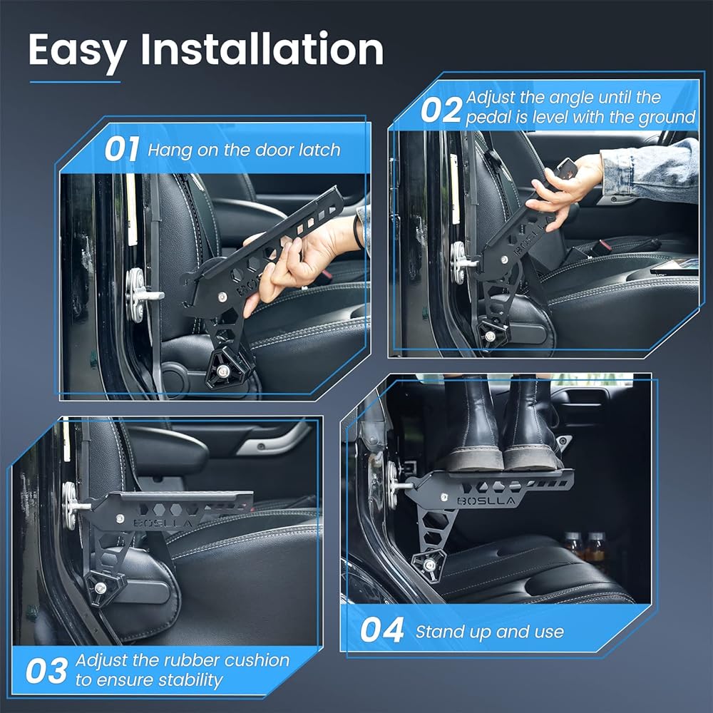 BOSLLA Universal Card Astep Door Latch Step For Roof Access Dore Step Folding Rooflack Step Up Hook Step Up Hook For SUV Track vehicles with 4 gears (black)